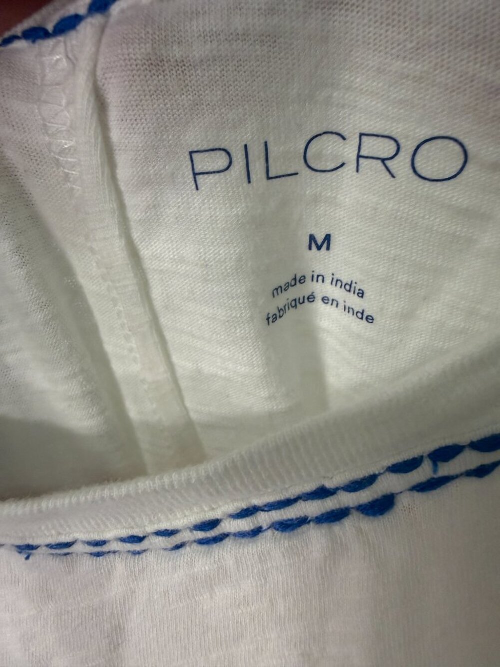 Pilcro/Anthropologie "Meet Me Seaside" Embroidered Tee – M- White/Blue- MSRP $68 - Picture 13 of 16